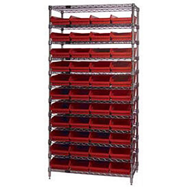 268978RD WIRE SHELVING, W/44 PLASTIC BINS