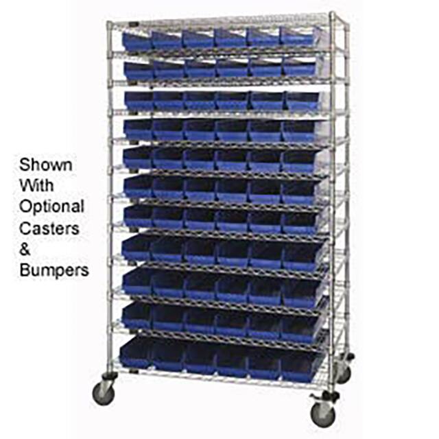 269039BL WIRE SHELVING, W/66 PLASTIC BINS