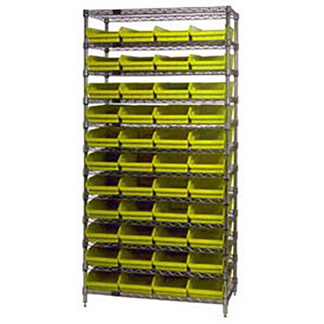 268978YL WIRE SHELVING, W/44 PLASTIC BINS