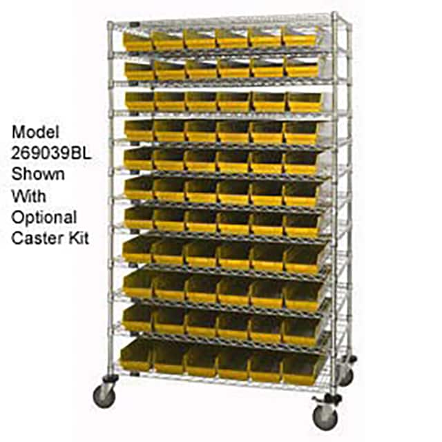 269054YL WIRE SHELVING W/110 PLASTIC BINS
