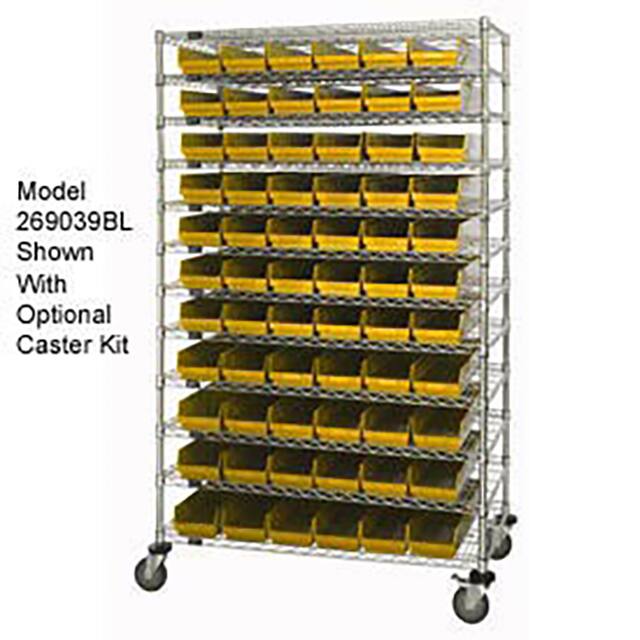 269056YL WIRE SHELVING W/140 PLASTIC BINS