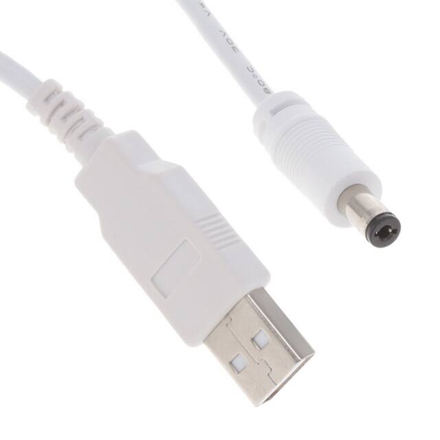 USBA1M8C10WH(R) CBL ASY BARREL JK-M 2.1 USB-A 6'