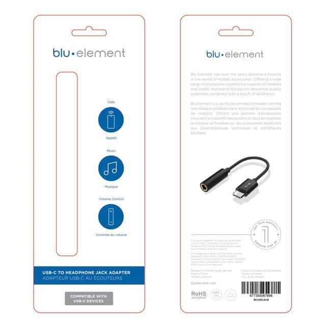 BEUSBCAUB USB-CTO3.5MMHEADPHONEJACKADAPBL