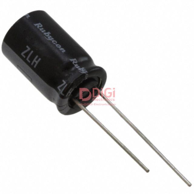 16MH522MEFC5X5 This Rubycon 35ZLH470MEFCT810X16 is an aluminum electrolytic capacitor with a capacitance of 470 µF and a rated voltage of 35 V. It offers a lifetime of 10000 hours at 105°C.