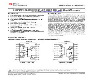 5962-9076602M2A The Texas Instruments 5962-9076602M2A is a quad differential bus receiver designed for EIA-485/EIA-422 interfaces. It operates within a supply voltage range of 4.5V to 5.5V.
