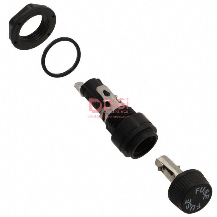 HTB The Eaton BK/HTB-42M-R is a panel mount fuse holder designed for 5mm x 20mm cartridge fuses. It features a 250V voltage rating and a 16A current rating.