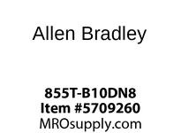 855T-B10DN8 The Allen Bradley 855T-B10DN8 is a stack light module with a yellow lens, operating at 120V AC and consuming 7W. It provides steady-on illumination for visual machine status indication.