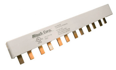 2P18U3/10 The Altech Corporation 2P18U3/10 is a 2-phase bus bar designed for miniature molded circuit breakers. It features an 80A current rating and 480VAC voltage rating.
