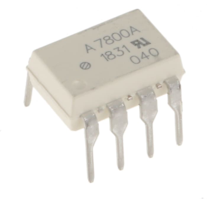 HCPL-7800A-000E The Broadcom HCPL-7800A-000E is an isolation amplifier featuring a 4.5V to 5.5V supply voltage and 3750Vrms isolation. It is housed in a DIP-8 package.
