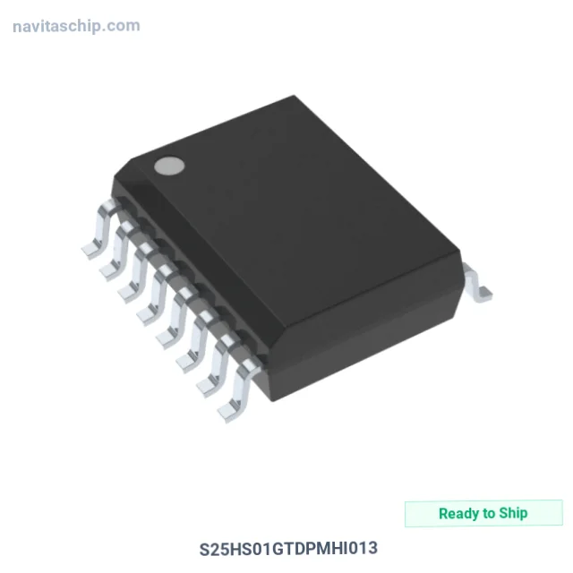 S25HS01GTDPMHI013 The Infineon S25HS01GTDPMHI013 is a 1Gbit NOR Flash memory integrated circuit. It utilizes an SPI/Quad I/O interface and operates within a supply voltage range of 1.7V to 2V.