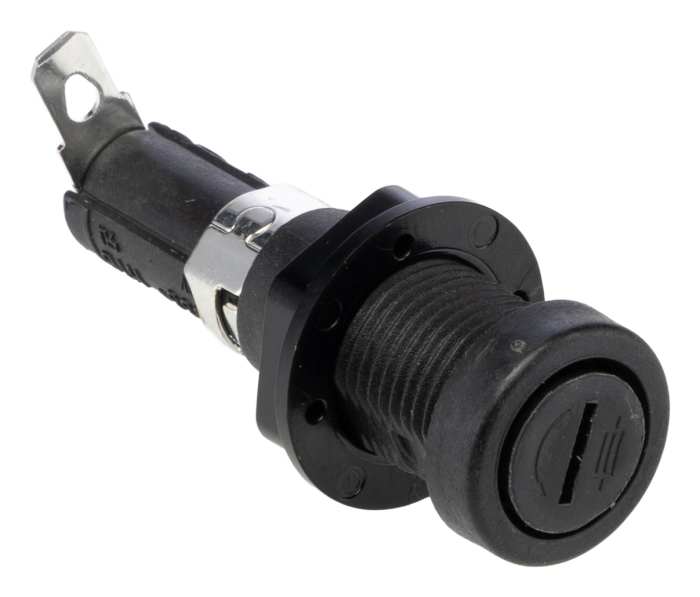 HTB-34M The Eaton HTB-34M-R is a 1-pole panel mount fuse holder designed for 5x20mm fuses. It has a current rating of 16A and a voltage rating of 250V AC.
