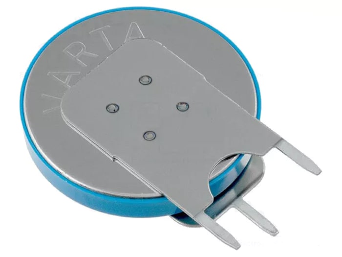 6032201501 This VARTA 6032201501 is a button battery with a nominal voltage of 3V and a capacity of 230mAh. It features Lithium Manganese Dioxide chemistry and PCB termination.