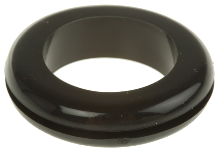 666-4616 This RS PRO cable grommet is constructed from black Polyvinyl Chloride. It is designed for a 25.1 mm panel hole diameter and accommodates cables up to 18.9 mm in diameter.