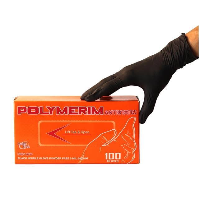 PLAS-XXL ESD NITRILE BLACK GLOVES, (100PC