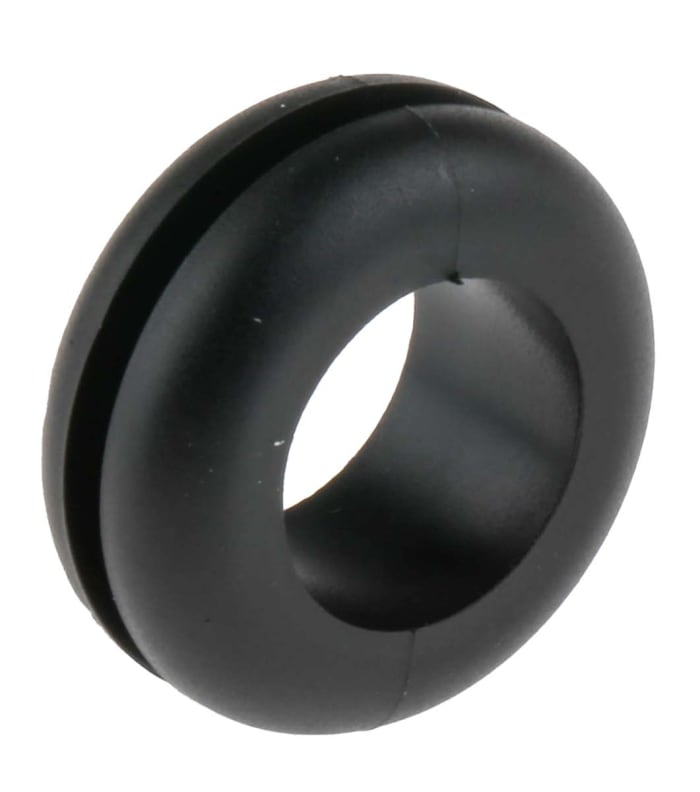 543-210 This RS PRO cable grommet is made from black Polyvinyl Chloride and is designed for cable feed-through. It features a panel hole diameter of 12.5mm and a maximum cable diameter of 9.5mm.