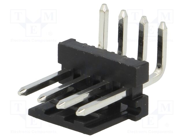MTAS156-4-D The PANCON MTAS156-04-D is a 4-position wire-to-board connector with a 3.96mm contact pitch. It features a THT mounting type and an angled 90° spatial orientation.