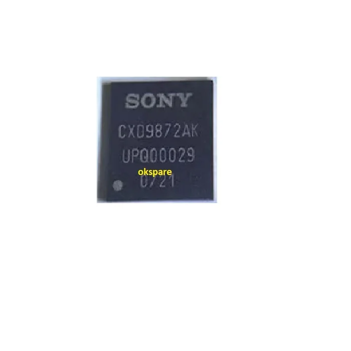 CXD9872AK The Sony CXD9872AK is an Audio Codec IC designed for Sony laptop motherboards. It processes digital and analog audio signals for clear sound output.
