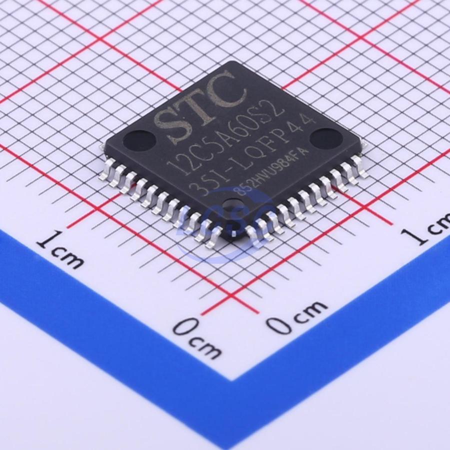 STC12C5A60S2-35I-LQFP44 The STC12C5A60S2-35I-LQFP44 is an 8-bit microcontroller from STC, operating at 35MHz. It features 60KB of Flash program memory and 1280 bytes of RAM.