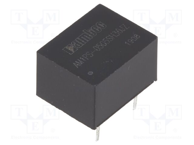 AM1PS-0505SH30JZ DC DC converter providing 5V output at 200mA from a 4.5-5.5V input. Features 3000VDC isolation and 1W power rating in a DIP8 package.