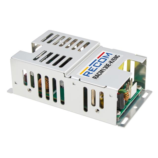 RACM130E-48SK/ENC The RECOM Power RACM130E-48SK/ENC is a 130W enclosed AC/DC converter with a 48V output. It features universal input, 88% efficiency, and chassis mounting.