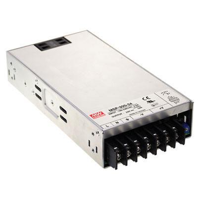 MSP-300-15 The Mean Well USA MSP-300-15 is an enclosed AC/DC converter delivering 330W of power with a 15V output. It features universal input, adjustable output, PFC, and remote on/off capabilities.