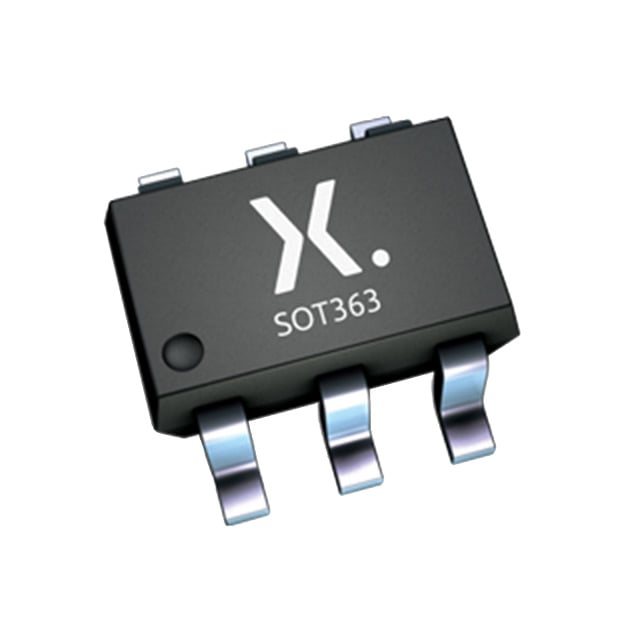 BC846BPN-QX NPN/PNP general-purpose transistor pair rated for 65V VCEO and 100mA IC, with a DC current gain of 200-450. Housed in a surface-mount SOT363 package.