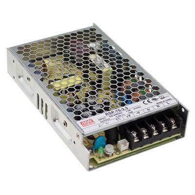 RSP-75-27 The Mean Well USA RSP-75-27 is an enclosed AC/DC converter delivering 76W of power with 88% efficiency. It features adjustable output, PFC, and remote on/off functionality.