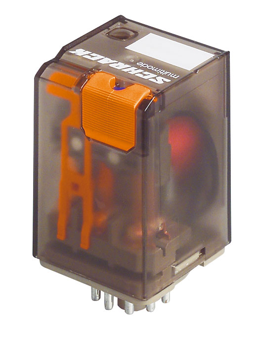 MT226024 Power relay from Schrack with 2 or 3 changeover contacts. Rated for 10A at 240VAC with AgNi 90/10 contacts.