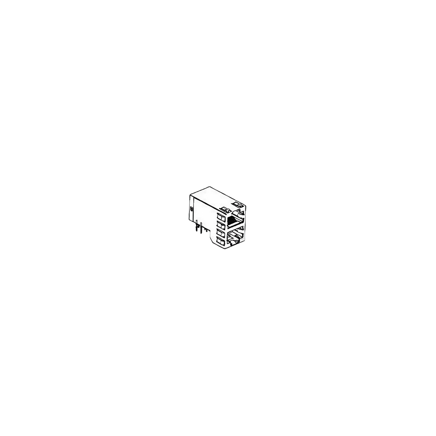 6368168-8 The TE Connectivity 6368168-8 is a 2-port, 8p8c (RJ45) modular jack with right-angle orientation and shielded EMI-finger design. It supports board edge, panel mount, and through-hole mounting with compliant pin termination.