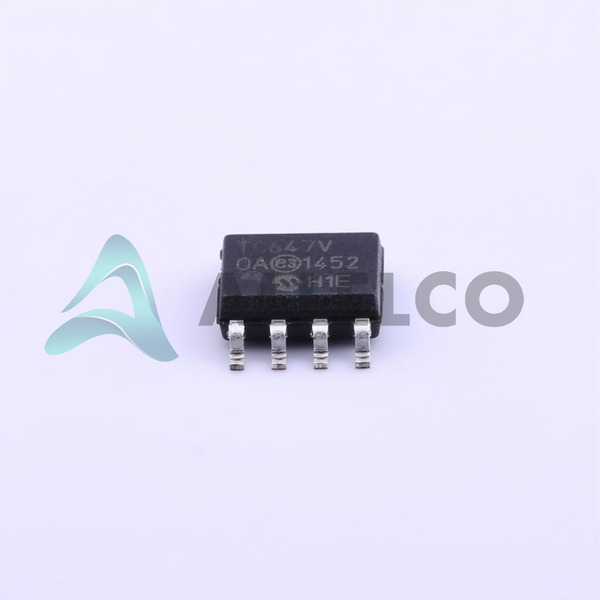 TC647VOA The Microchip Technology TC647VOA is an 8-pin fan speed controller utilizing PWM for temperature-proportional control. It operates within a 3.0V to 5.5V supply range and a -40°C to +125°C temperature range.