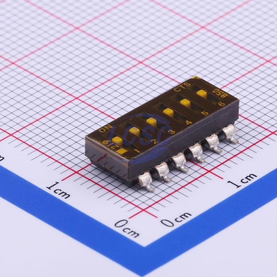 219-6LPST The CTS 219-6LPST is a 6-position SPST DIP switch designed for surface mounting. It features gold-plated beryllium copper contacts and operates within a temperature range of -55°C to +85°C.