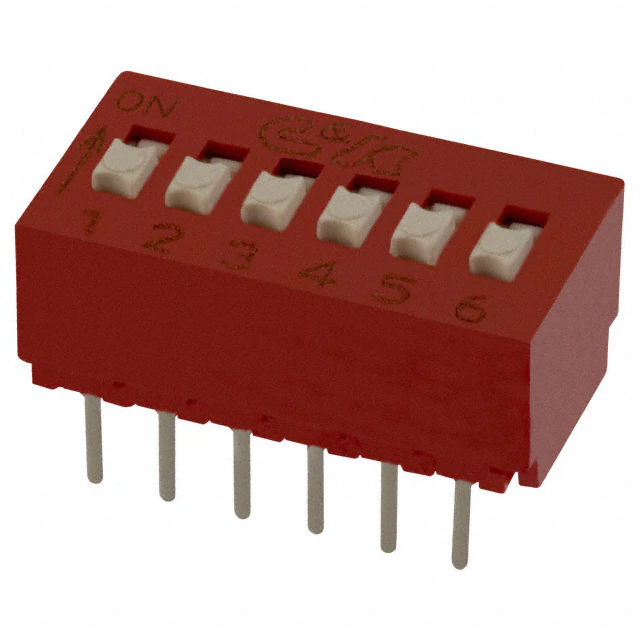 BD06 The C&K Components BD06 is a 6-position SPST DIP switch designed for logic switching and function control. It features a slide actuator and through-hole mounting.
