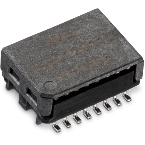 7490120110 The 7490120110 is a pulse transformer for 10/100 BASE-T Ethernet applications, designed for surface-mount installation.