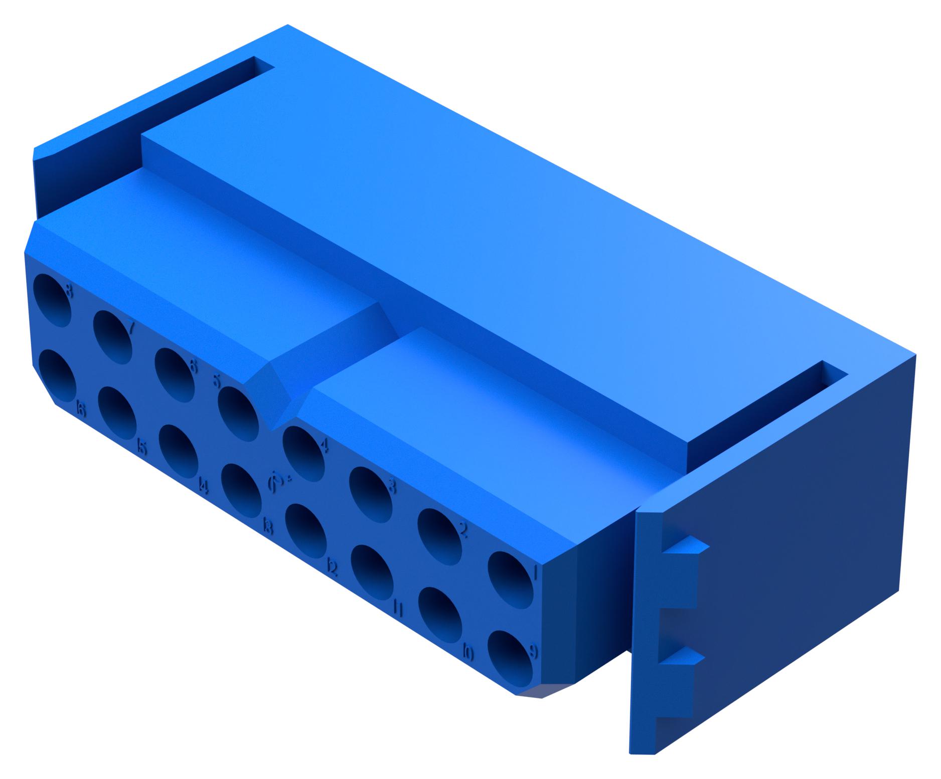 PLB16M4BN0A1/AA Power header with 16 male pins, 2 rows, 5.00mm pitch, through hole right angle mounting, gold flash contacts, board lock feature.