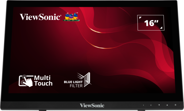 TD1630 The View Sonic TD1630 is a 16-inch touch screen monitor featuring 10-point projected capacitive touch and HD 768p resolution. It offers versatile connectivity with HDMI and VGA inputs.