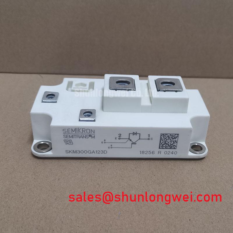 SKM300GA123D The Semikron SKM300GA123D is a SEMITRANS 2 IGBT module designed for robust thermal performance and simplified system assembly in high-power applications. It features a 1200V | 300A rating with a typical VCE(sat) of 2.1V.