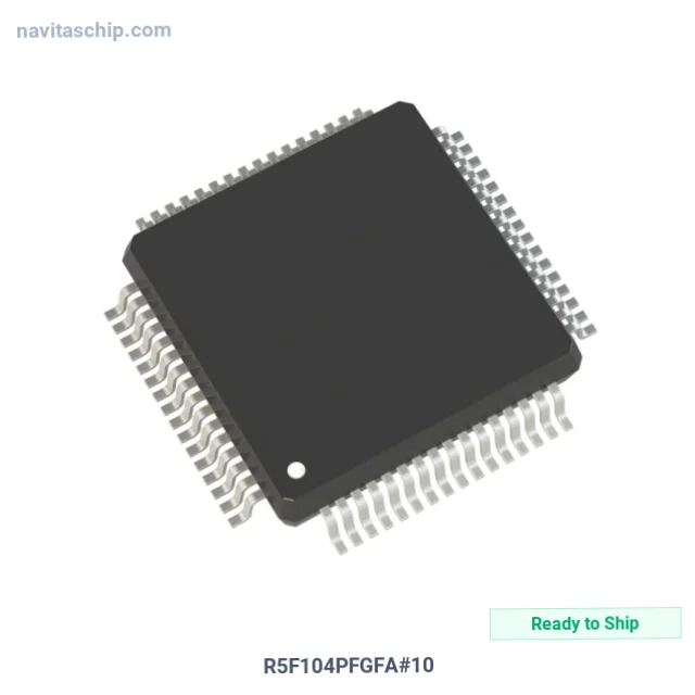 R5F104PFGFA#10 The Renesas R5F104PFGFA#10 is a 16-bit microcontroller featuring 96KB of FLASH program memory and 12KB of RAM. It operates at speeds up to 32MHz and is housed in a 100-LQFP package.