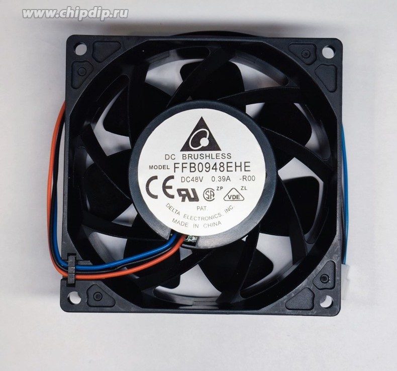 FFB0948EHE The Delta Electronics FFB0948EHE is a 48VDC tubeaxial fan with 103.7 CFM airflow and 4800 RPM. It features a 92x38mm square frame and ball bearing system.