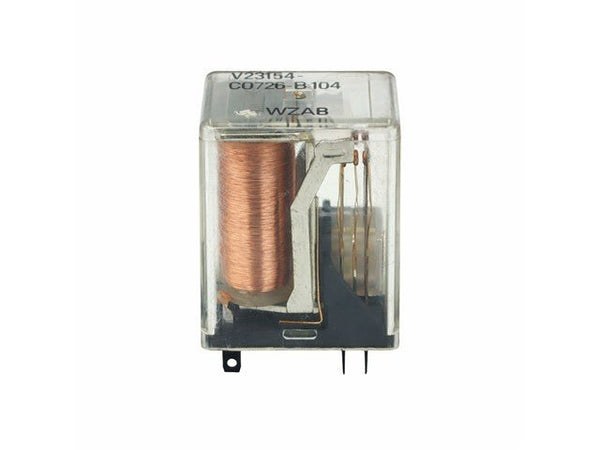 V23154-C0720-B104 The Siemens V23154-C0720-B104 is a 2C plug-in relay with a 12VDC coil and 550 Ohm resistance. It features a 150V coil rated voltage.