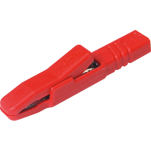 932146101 This Hirschmann 932146101 is a red alligator clip designed for test and measurement applications. It features a maximum clamping range of 9.5 mm and a 4 mm socket connection.