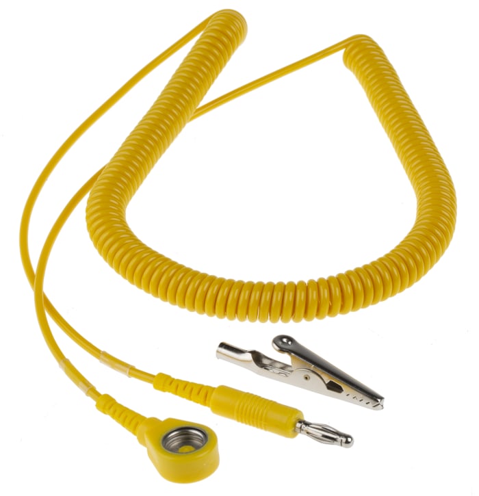 287-7391 This RS PRO ESD Grounding Cord is yellow and 3.6m long, designed for effective static discharge protection. It complies with EN 61340-5-1 standards.