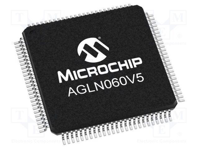 AGLN060V5-VQG100 The Microsemi Corporation AGLN060V5-VQG100 is an FPGA with 1536 macrocells and 71 I/O pins. It is supplied in an SMD package.