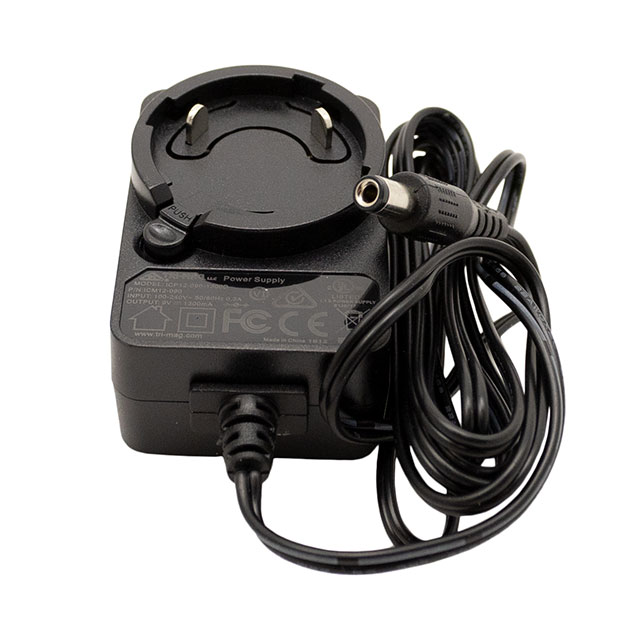 ICM12-090 The Tri-Mag, LLC ICM12-090 is a 12W AC/DC wall mount adapter providing a 9V output at 1.3A. It features Level VI efficiency and a universal input voltage range.