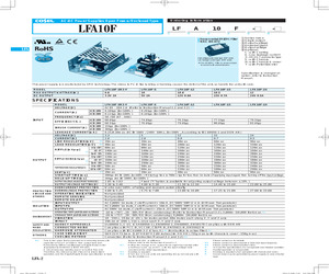 LFA240F-24-HSNT The Cosel LFA240F-24-HSNT is an enclosed AC/DC converter with a 24VDC output and 10A current, delivering 240W of power. It features a universal input voltage range.