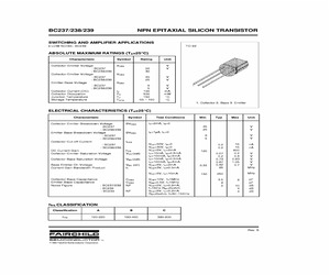 BC238B The Thomson-CSF BC238B is an NPN silicon small signal transistor designed for amplifier and switching applications. It is housed in a TO-92 package.