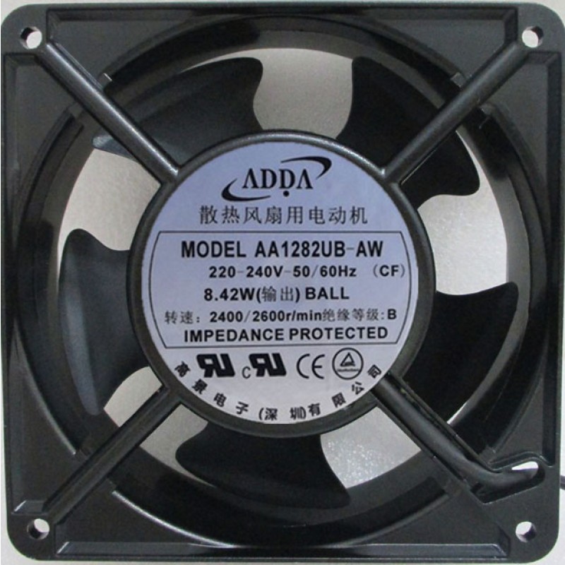 AA1282MS-AW The ADDA AA1282MS-AW is an AC axial cooling fan. It operates at 220V and features a 120mm x 120mm x 38mm size with a sleeve bearing.