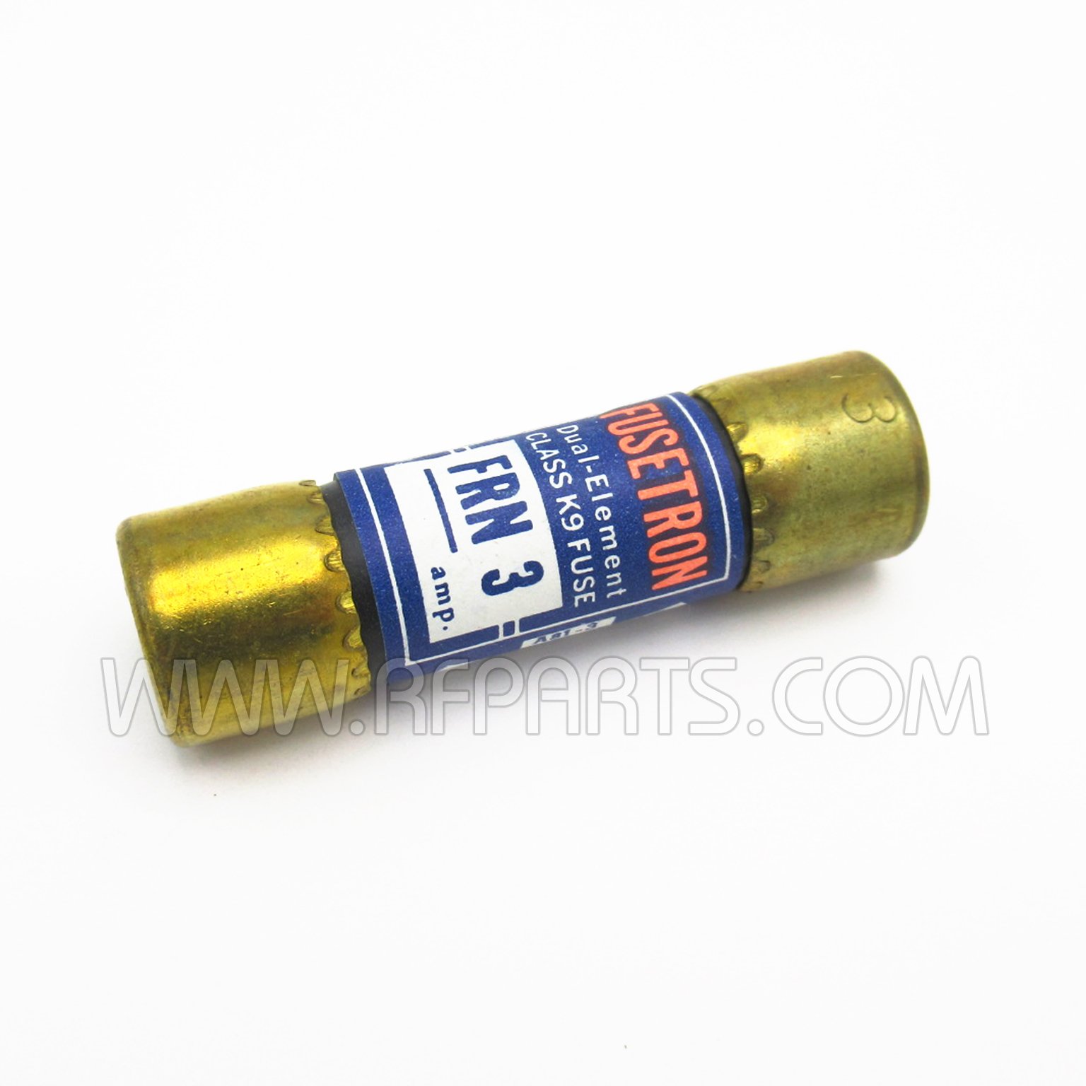 FRN-3 The FRN-3 is a Bussmann Fusetron Dual-Element Class K9 Fuse with a 3A current rating and 250V voltage rating. It is New Old Stock.