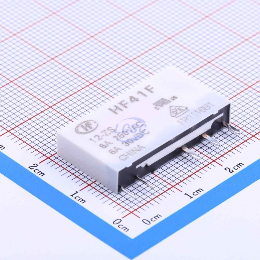 HF41F/12-ZS The Hongfa HF41F/12-ZS is a SPDT relay designed for PCB mounting. It offers a 5A switching current and a 250VAC rated voltage.