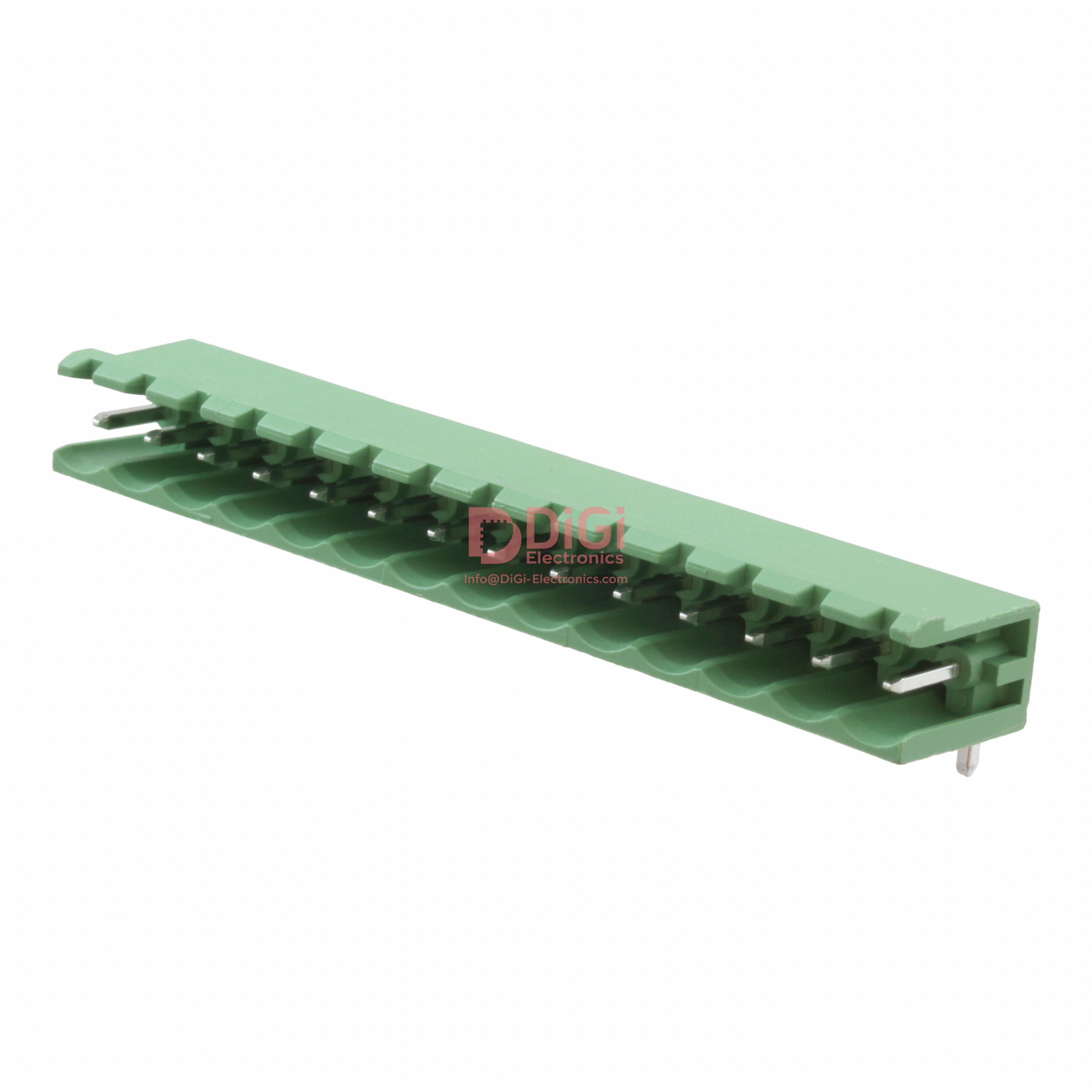 MSTB2,5/14-G The Phoenix Contact MSTB2,5/14-G is a 14-position terminal block header with a 5.00mm pitch. It features a 90° right-angle orientation and through-hole mounting.