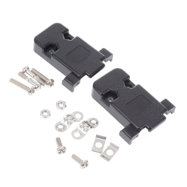 DE09-HD-PB-SS D-SUB HOOD BLK PLASTIC 9 WAY SHO